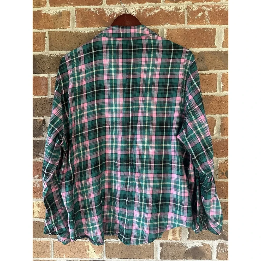 Victoria's Secret Green & Pink Plaid Pajama Set Size XL LONG Women's